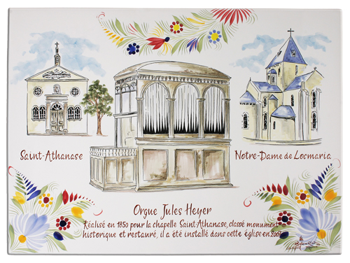 Plaque comm&eacute;morative de la restauration de l'orgue de Locmaria